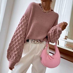 Blushing Beauty Statement sleeves Sweater Top
